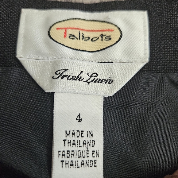 Talbots Pants Women 4 Black Irish Linen Wide Leg Relaxed Pockets Lagenlook - Picture 4 of 12